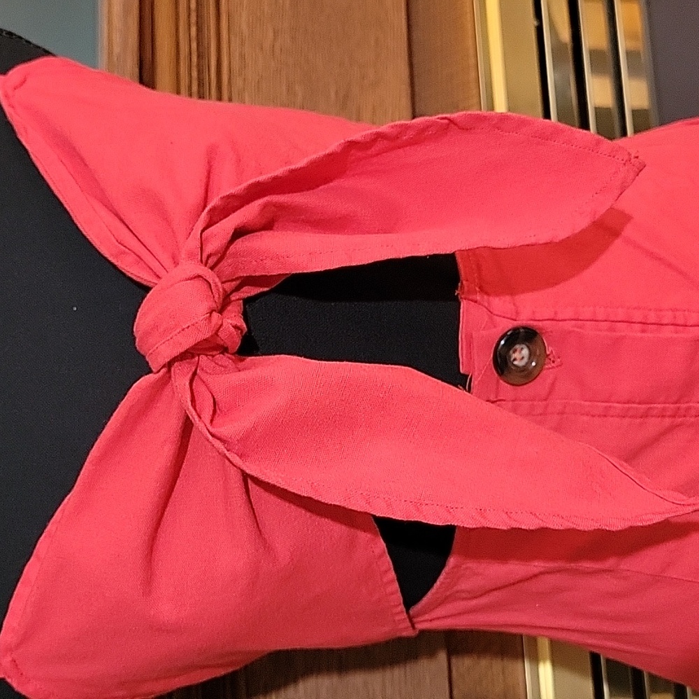 Prettylittlething Red Button Down Pencil Dress Li… - image 3